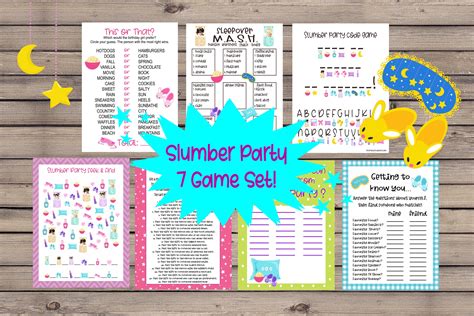 Slumber Party Printable Game Bundle Instant Download Sleepover Games