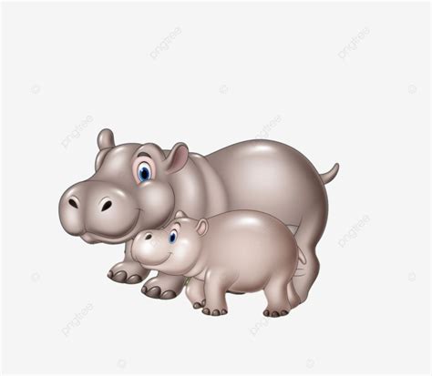 Baby Hippo Vector Hd Images Cartoon Mother And Baby Hippo In The