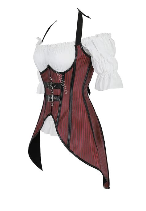 Corset Bustier Top Blouse Set Long Straps Vest Pirate Costume Lingerie Burlesque Plus Sexy