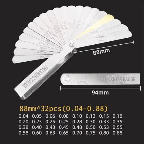 32 Blade Feeler Gauge Dual Marked Mminch Thickness Gap Metric Filler