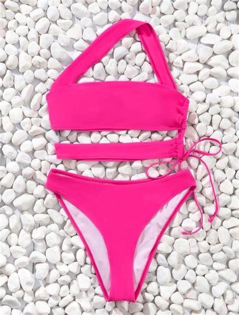 Neon Pink Bikini Set Women S Fashion Swimwear Bikinis Swimsuits On Carousell