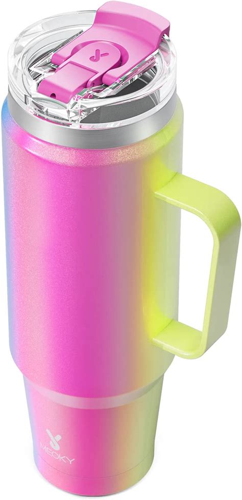 Meoky 40oz Tumbler With Handle Stainless Steel Travel Mug With 2 In 1