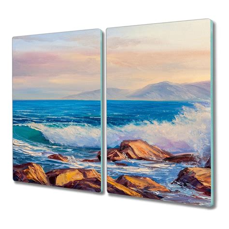 Szklana Deska 2x30x52 Malarstwo Ocean Morze Fale Coloray Coloray