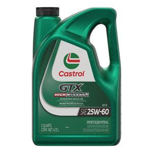 Aceite Para Motor De Alto Kilometraje Castrol GTX 25W 60 5 Cuartos