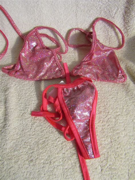 Exotic Dancer Stripper Go Go Dancer Orange Bikini Top Thong Small UV Glow EBay