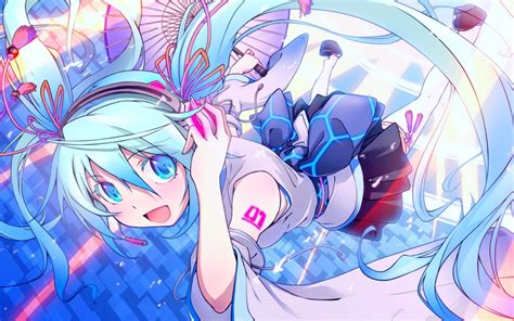 Papel De Parede Hatsune Miku Vocaloid Cabelo Azul Twintails Olhos