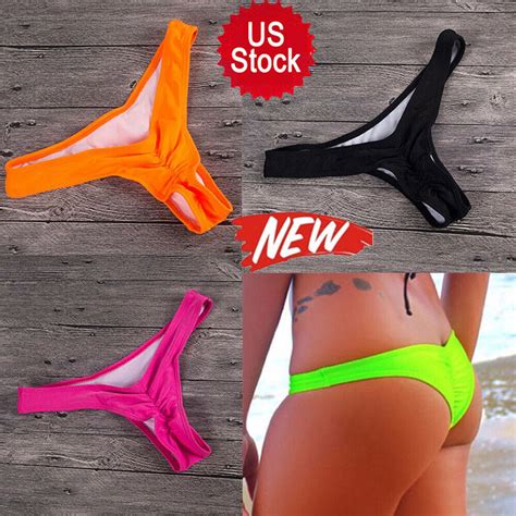 Women Sexy Bikini Triangle Thong Bottom Brazilian V Cheeky Ruched Swimwear Beach Ebay