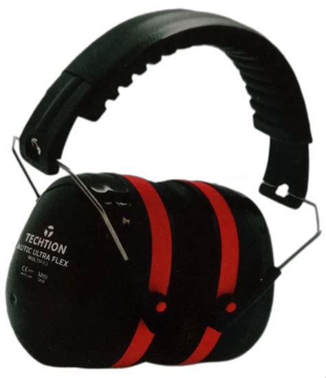 Round Black And Red Techtion Autic Ultra Flex Multipro Earmuff Hearing