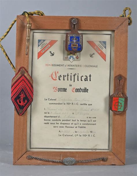 France Certificat De Bonne Conduite Du R Giment D Infanterie