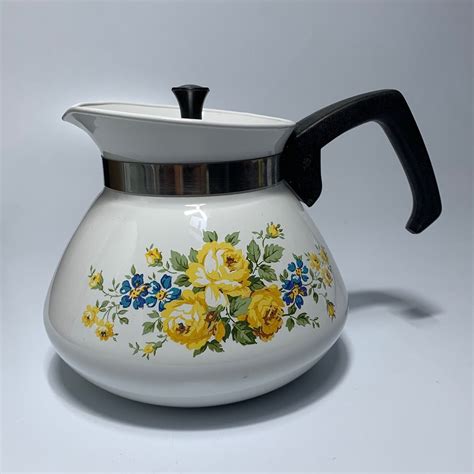 Lancaster 71 PROMO Corningware Teapot Mercari Yellow Roses Blue