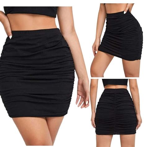 Women S Ruched High Waist Bodycon Skirts Short Pencil Skirt Casual Mini