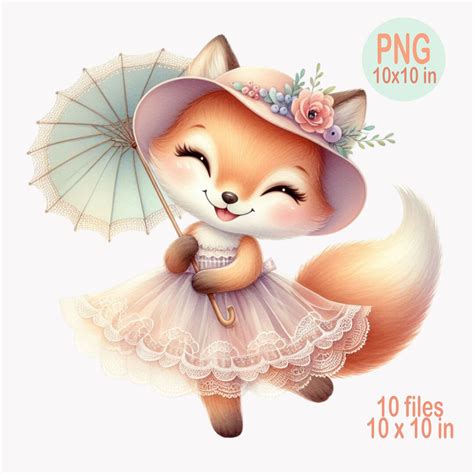 Baby Fox Clipart, Fox PNG, Birthday Clipart, Nursery Wall Art ...