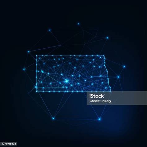 노스 다코타 주 미국지도 빛나는 실루엣 개요 0명에 대한 스톡 벡터 아트 및 기타 이미지 0명 3차원 형태 가리키기