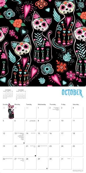 Sugar Skulls Wall Calendar Art Calendar Flame Tree Publishing