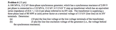 Solved Problem 6 (15 pts) A 100 MVA, 13.2 kV three-phase | Chegg.com 