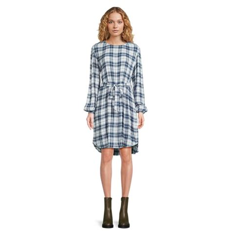 Time And Tru Womens Belted Mini Dress With Long Sleeves Sizes Xs Xxxl