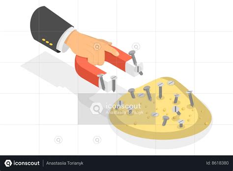 Separating Iron Filings From Sand With A Magnet Illustration - Free ... 