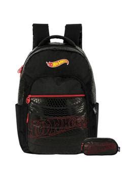 Kit Mochila De Costas Estojo Duplo Hot Wheels Vermelho Maxlog Material Escolar Magazine