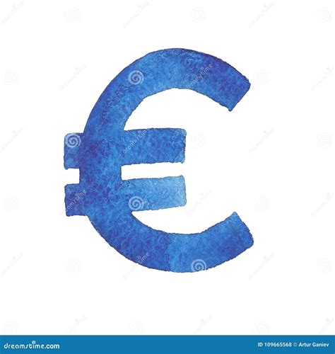 Euro Watercolor Illustration Of The European Union Currency Symbol