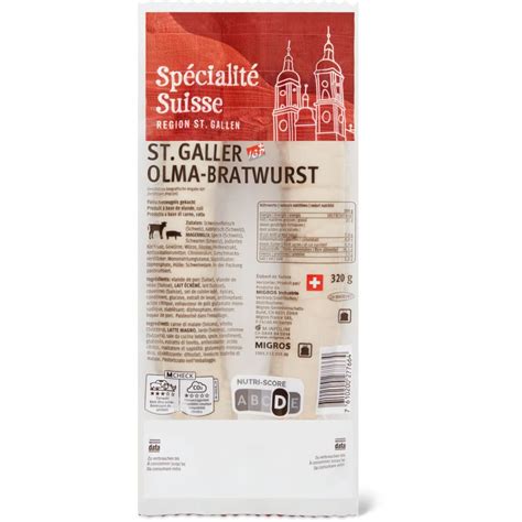 Sp Cialit Suisse St Galler Olma Bratwurst Sausage To Roast Migros