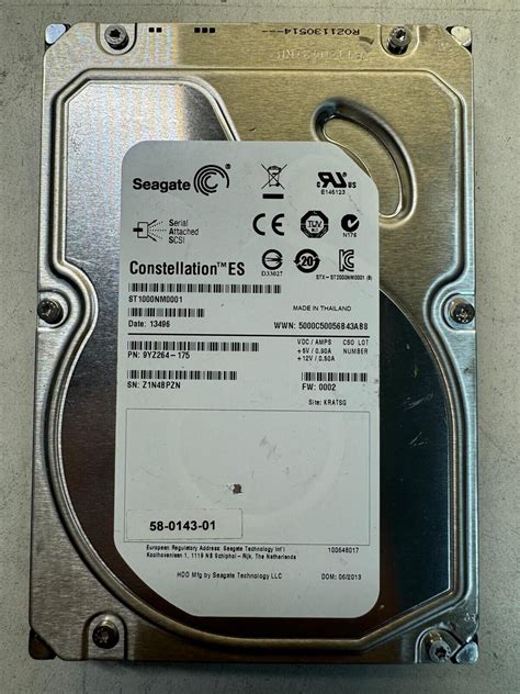 SEAGATE ST1000NM0001 9YZ264-175 1TB 7.2K RPM 64MB CACHE 6 Gb/s SAS 3.5 ...