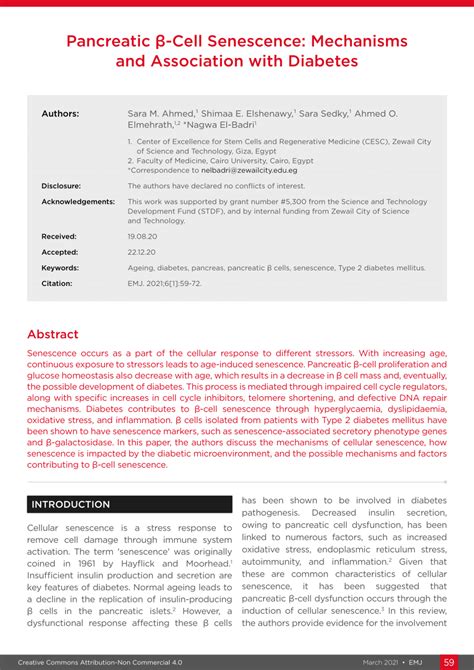 Pdf Pancreatic Cell Senescence Mechanisms And Association With