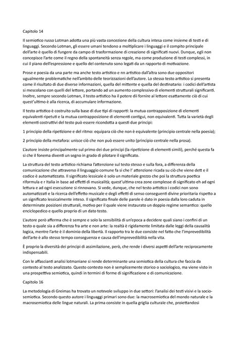 Cap 14 E 16 Del Libro Semiotica Del Testo Capitolo 14 Il Semiotico