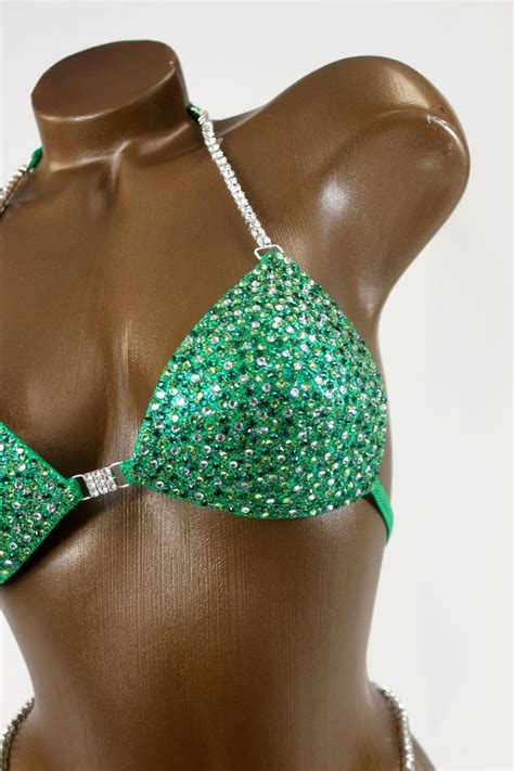 Npc Ifbb Competition Bikini Bright Green Bikini Suit Made Etsy