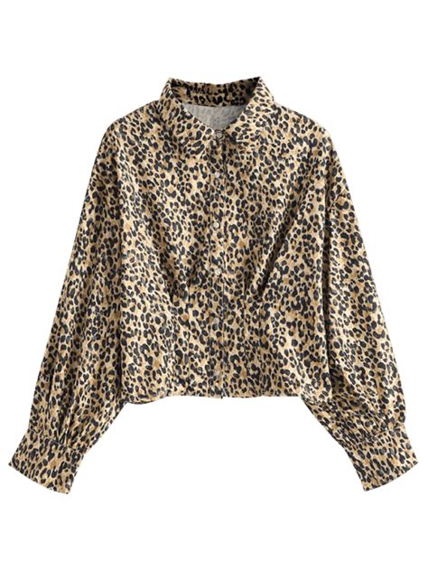 Leopard Print Long Sleeves Shirt Leopard L Blouses For Women Long