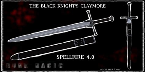 Second Life Marketplace Black Knight Claymore Sword Spellfire 40