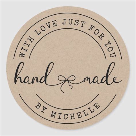 Handmade With Love Elegant Script Sticker Zazzle Christmas Stickers