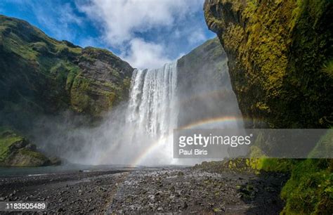 The Spectacular Skógafoss Waterfall In Southiceland High Res Stock