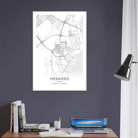 Mesaieed Qatar Map Poster, Mesaieed City Road Wall Art Print - Custom ...