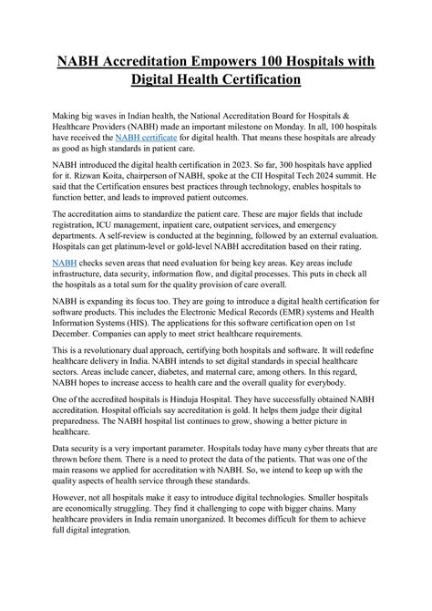 NABH Accreditation Empowers 100 Hospitals with Digital Health