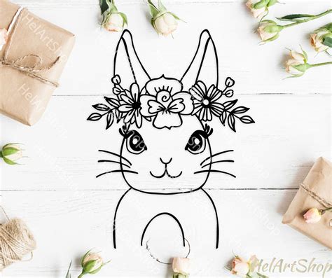 Rabbit Svg, Easter Bunny svg, Floral rabbit svg, Bunny face By ...