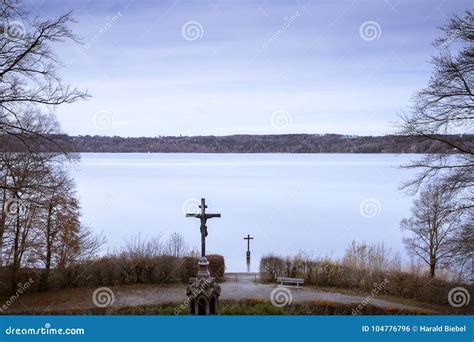 Memorial Cross At Lake Starnberger See Germany Stock Photo Image Of