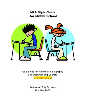 Fillable Online MLA Style Guide For Middle School Lakewood City