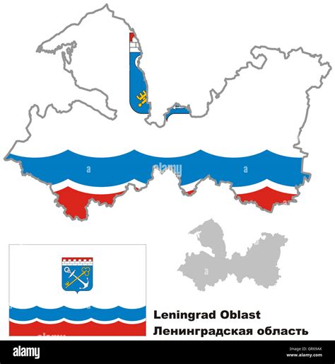 outline map leningrad oblast flag regions russia vector illustration stock photo