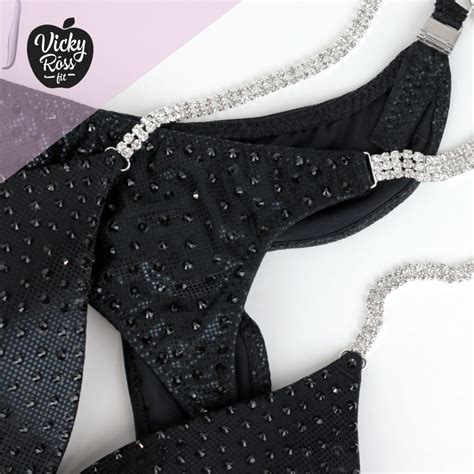 Black On Black Competition Bikini Suit NPC IFBB OCB Bikini Vicky Ross Fit