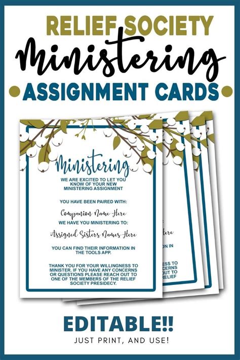 Relief Society Ministering Assignment Cards Relief Society - Etsy | Lds ...