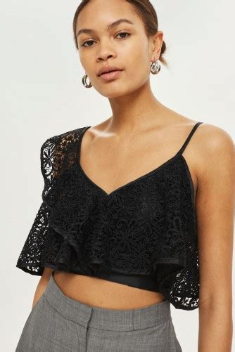 Topshop Lace One Shoulder Crop Top