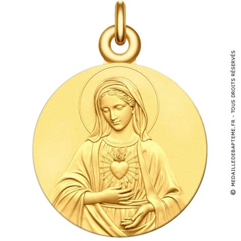 Médaille Vierge Marie en or jaune frappée en France