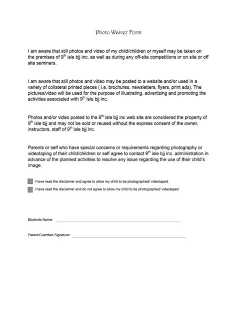 Fillable Online Photo Waiver Form Nebula Wsimg Fax Email Print