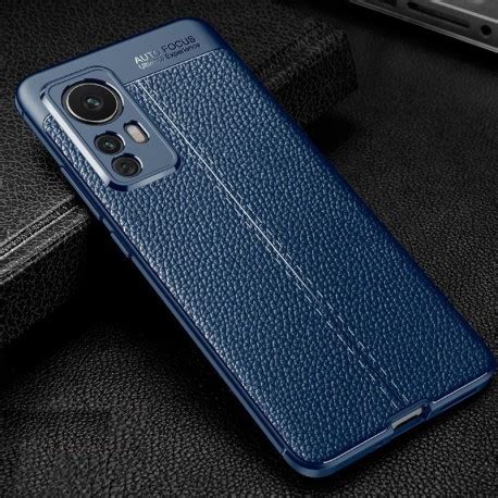 Coque Xiaomi T Et Pro Silicone Texture D Cuir Bleue Design Moderne