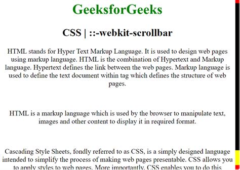 Css Webkit Scrollbar Geeksforgeeks