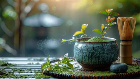 Matcha Tea Ceremony - Generative Ai Stock Illustration - Illustration ...