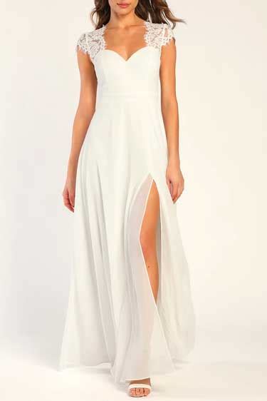 Momentous Moments White Lace Backless Maxi Dress Best Maxi Dress