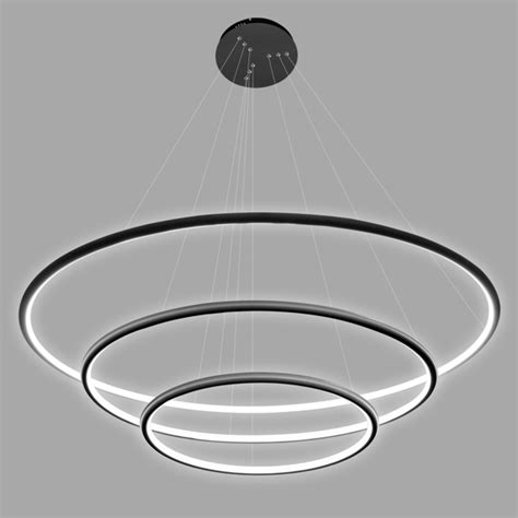 Lampa wisząca Ledowe Okręgi No 3 LED 80 cm czarna barwa delikatnie