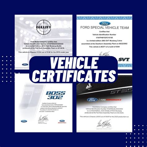 Ford Show Parts Certificates Of Authenticity