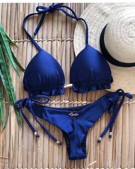 Biquini Cortininha Azul Marinho Semi Fio Summer Swimwear Summer Swim Suits Bikini